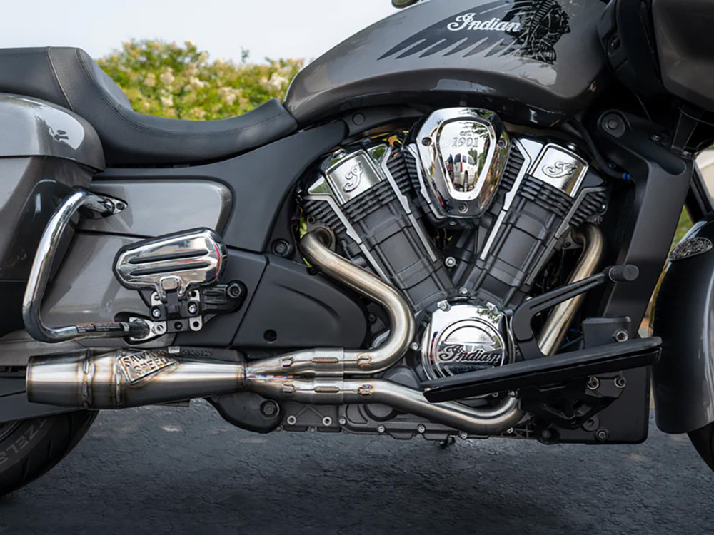 Sawicki Speed Shorty 2-into-1 Exhaust with Welded End Cap – Stainless. Fits Indian Challenger 2020up.