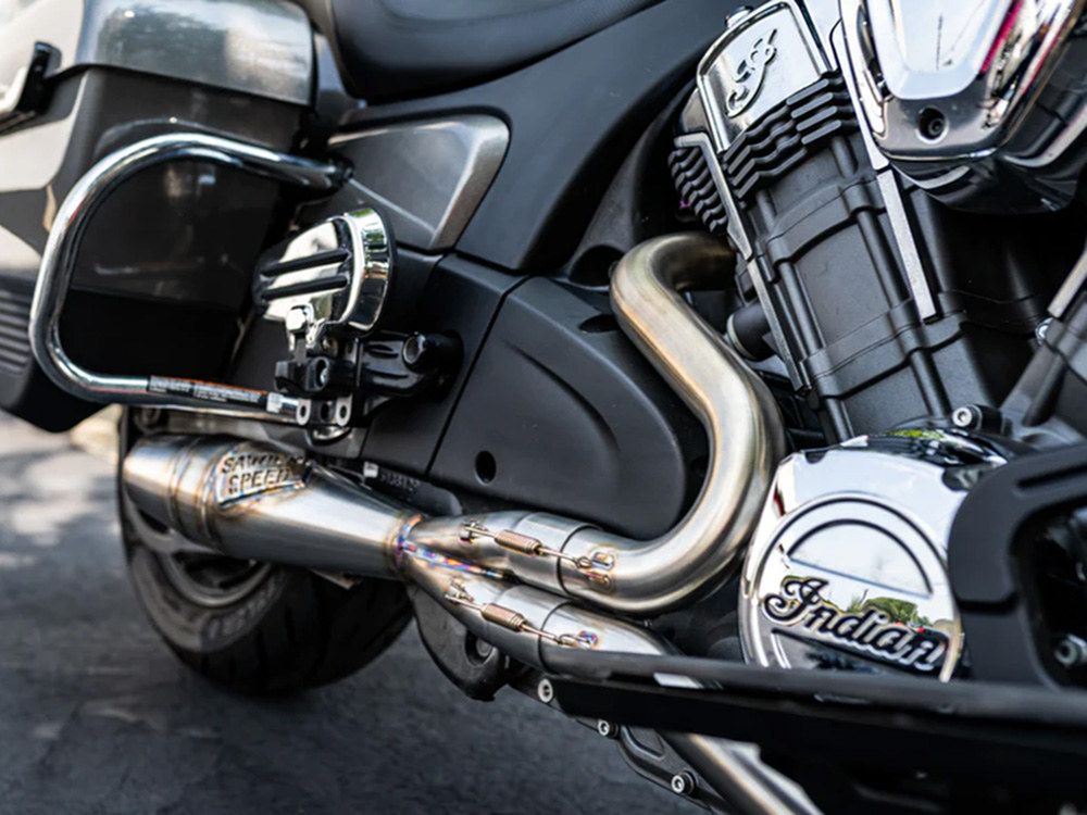Sawicki Speed Shorty 2-into-1 Exhaust with Welded End Cap – Stainless. Fits Indian Challenger 2020up.