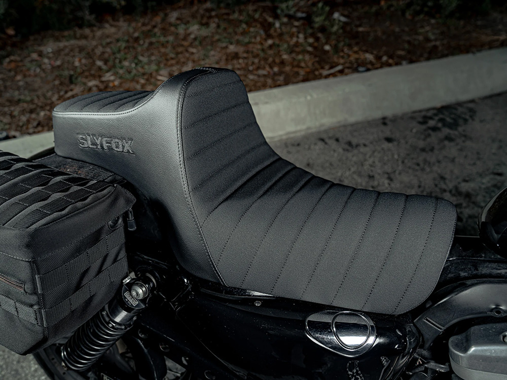 SLYFOX Highnoon Tuck N Roll Dual Seat. Fits Sportster 2004-2021