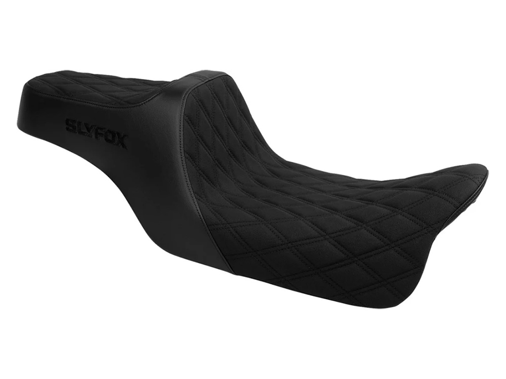 SLYFOX Highnoon Dual Seat with Black Double Diamond Stitch. Fits Most Touring 2008-2024