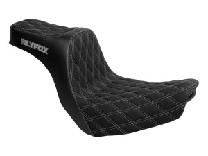 SLYFOX Highnoon Dual Seat with Grey Double Diamond Stitch. Fits Sport Glide & Low Rider 2018up, Low Rider S 2020up & Low Rider ST 2022up SLYFOX Highnoon Dual Seat with Grey Double Diamond Stitch. Fits Sport Glide & Low Rider 2018up, Low Rider S 2020up & Low Rider ST 2022up