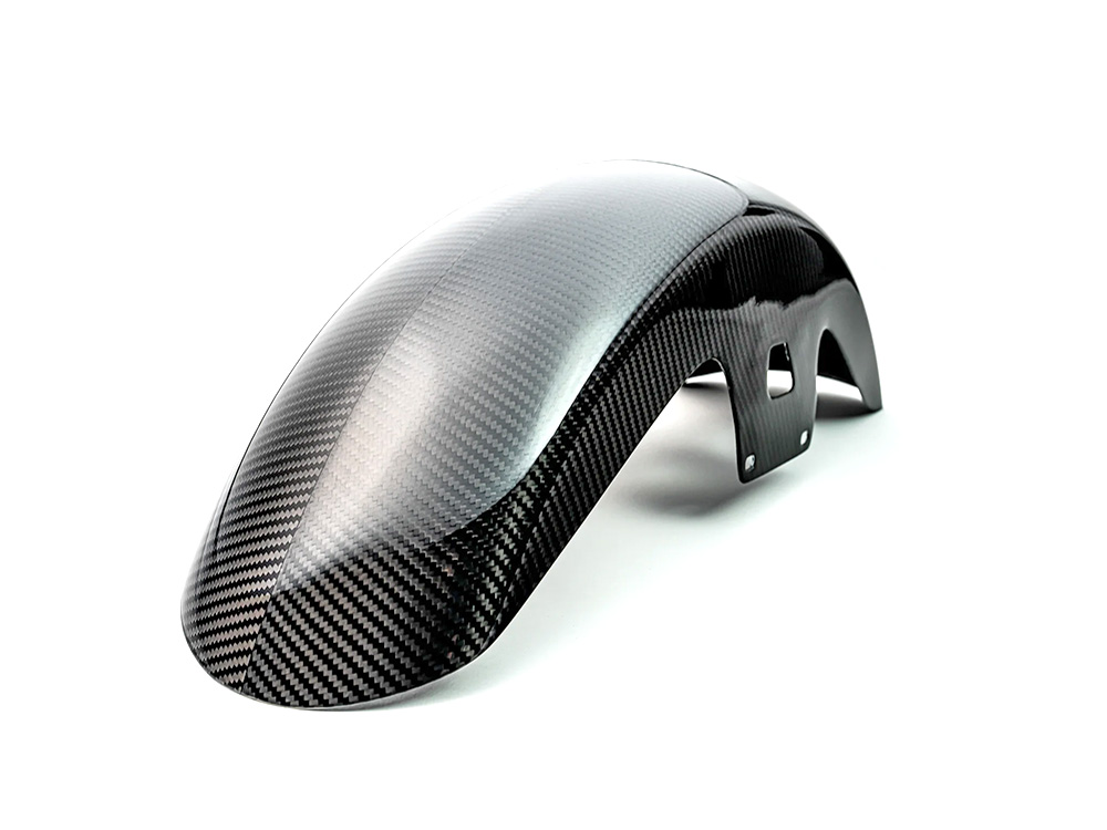 SLYFOX Mid Length Carbon Front Fender – Gloss Finish. Fits Most Touring 2014-2024 with 19in. Front Wheel