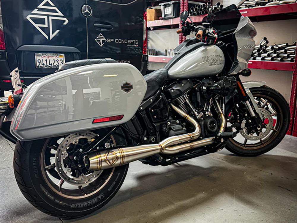 SP Concepts EXHAUST 2-into-1 Elsinore Mid Length Exhaust – Stainless Steel. Fits Softail 2018up Non-240 Rear Tyre Models