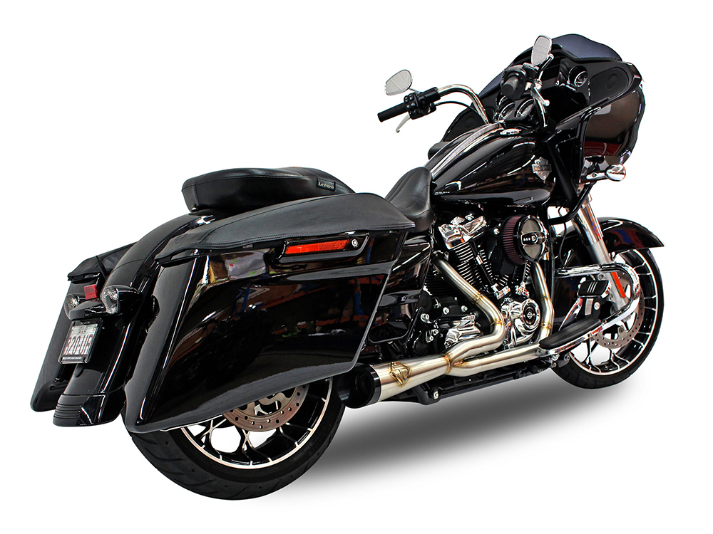 SP Concepts EXHAUST 2-into-1 Cutback Exhaust – Stainless Steel with Black End Cap. Fits Touring 2017up.