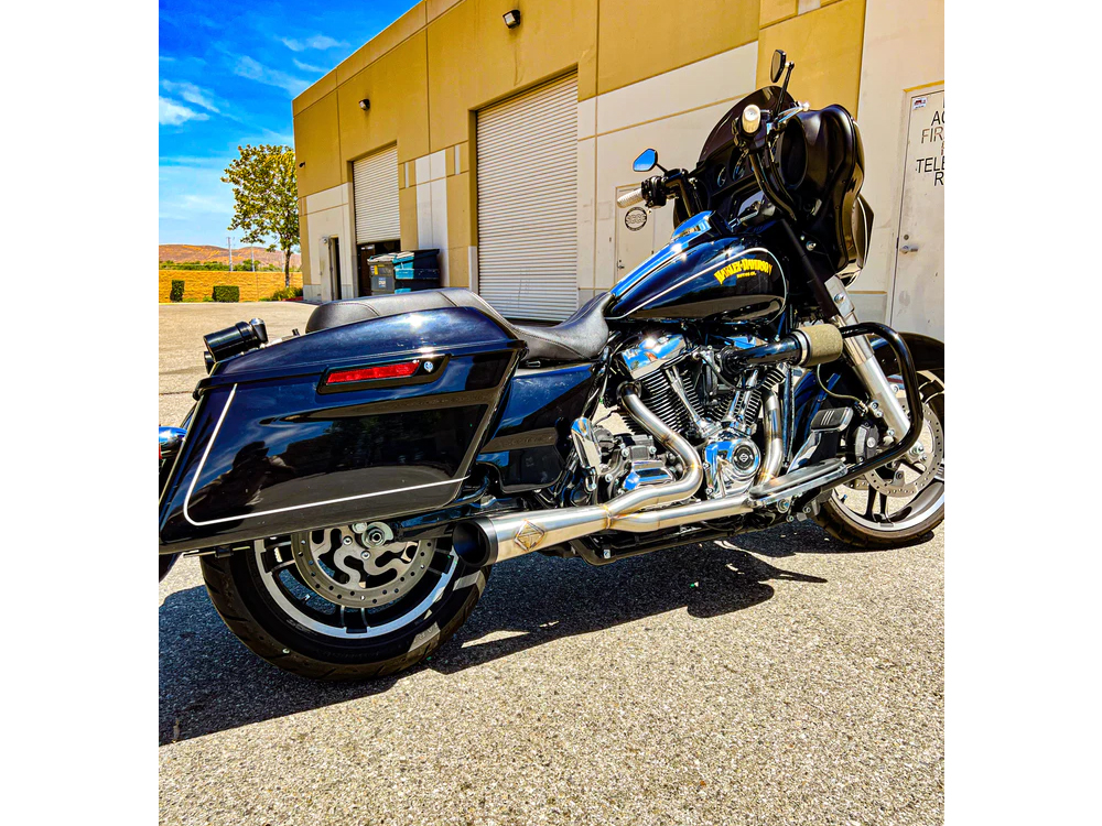 SP Concepts EXHAUST 2-into-1 Cutback Exhaust – Stainless Steel with Black End Cap. Fits Touring 1995-2016