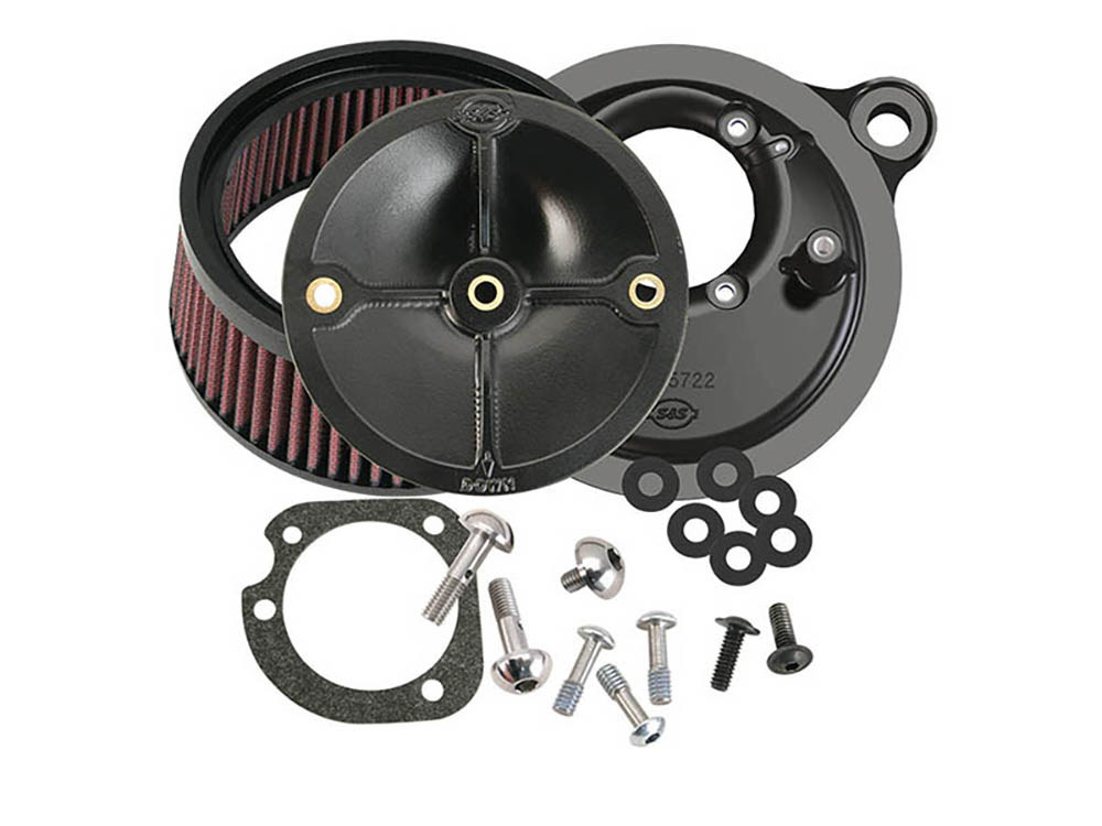 S&S Stealth Air Cleaner Kit – Black. Fits Big Twin 1993-2017 with CV Carb or Cable Operated Delphi EFI
