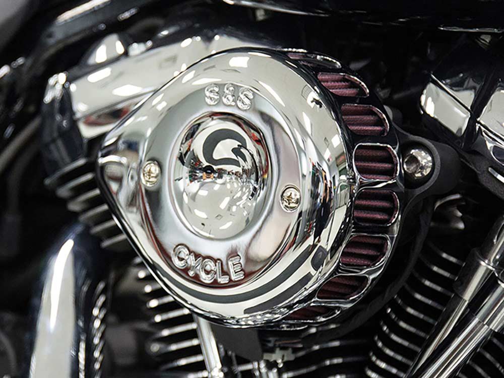 S&S Mini Teardrop Air Cleaner Kit – Chrome. Fits Touring 2017-2024 & Softail 2018-2024