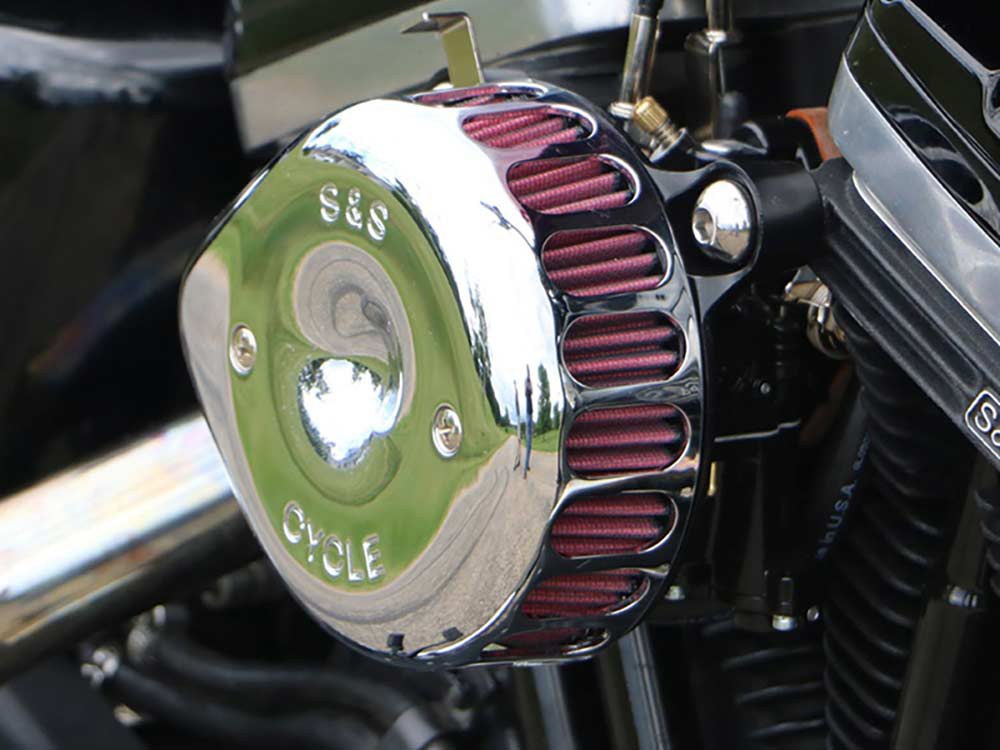 S&S Mini Teardrop Air Cleaner Kit – Chrome. Fits Sportster 2007-2021 with EFI.
