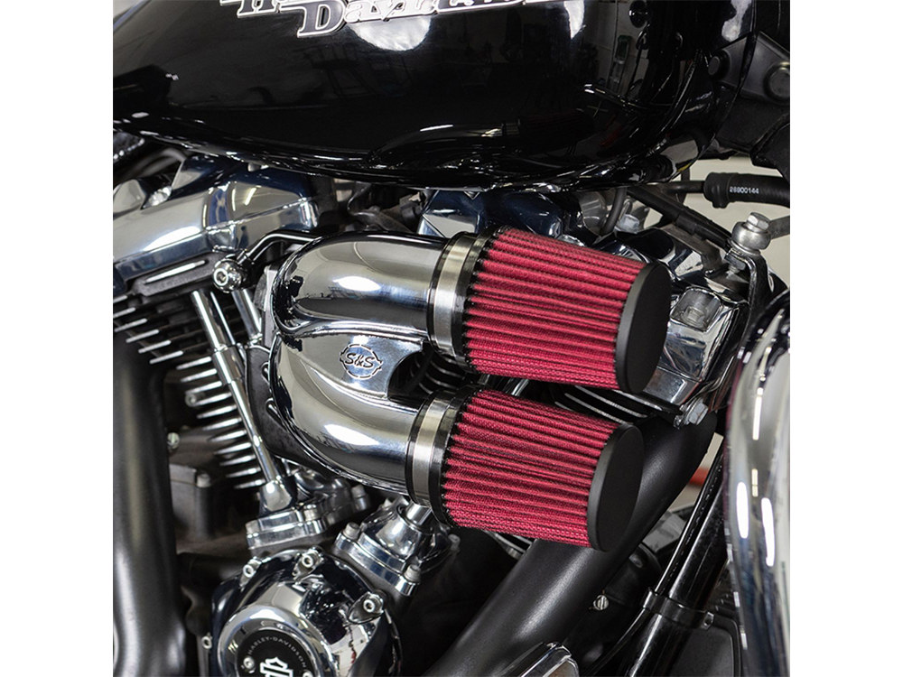 S&S Tuned Induction Air Cleaner Kit – Chrome. Fits Touring 2017-2024 & Softail 2018-2024