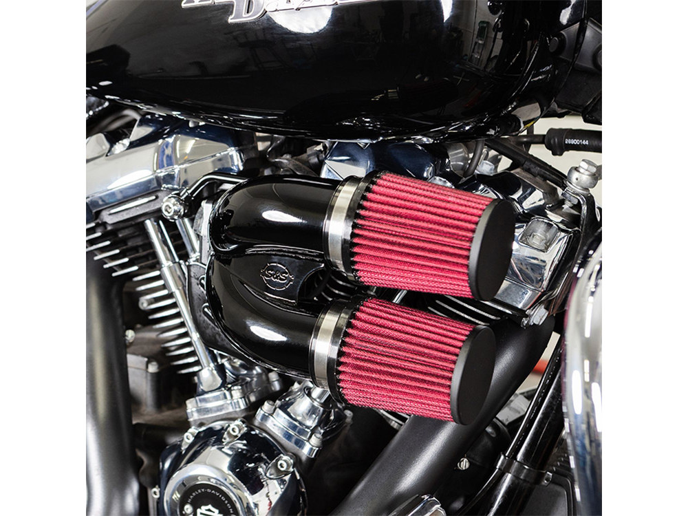 S&S Tuned Induction Air Cleaner Kit – Gloss Black. Fits Touring 2017-2024 & Softail 2018-2024