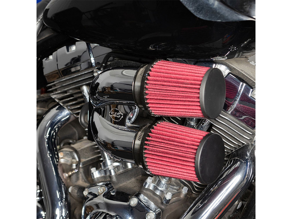 S&S Tuned Induction Air Cleaner Kit – Chrome. Fits Touring 2008-2016, Softail 2016-2017, CVO Softail 2011-2017 & Dyna Low Rider S 2016-2017 with Throttle-by-Wire