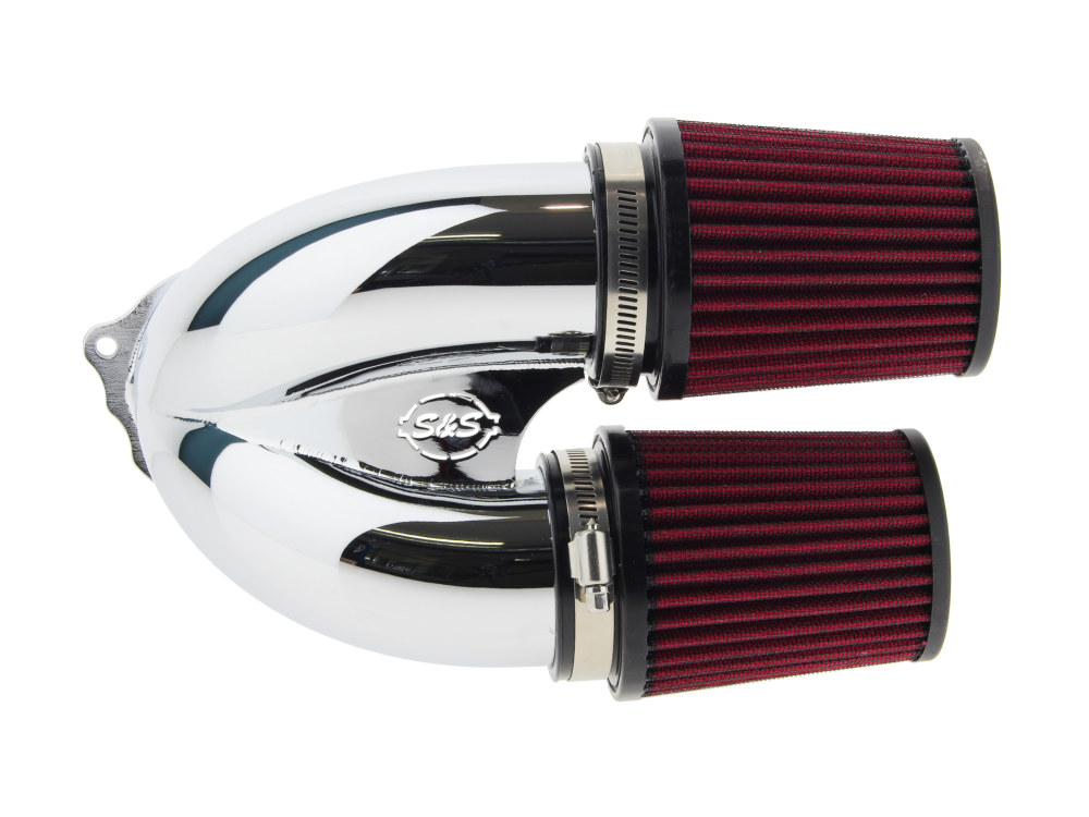 S&S Tuned Induction Air Cleaner Kit – Chrome. Fits Touring 2008-2016, Softail 2016-2017, CVO Softail 2011-2017 & Dyna Low Rider S 2016-2017 with Throttle-by-Wire