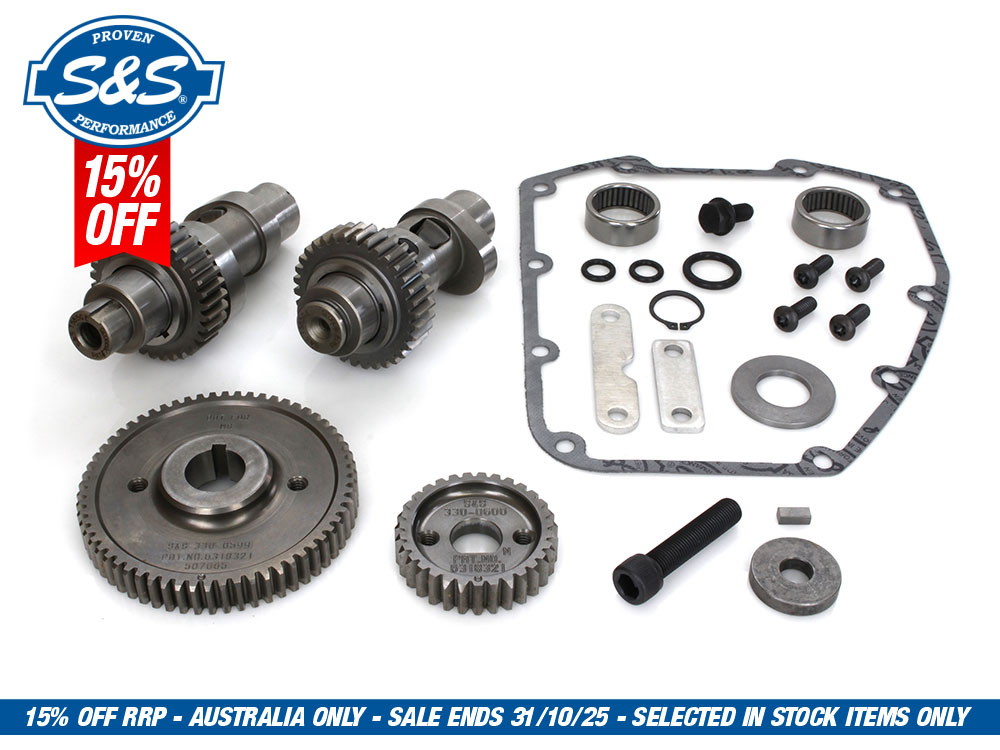 S&S 585GE Gear Drive Easy Start Camshaft Kit. Fits Dyna 2006 & Twin Cam 2007-2017.