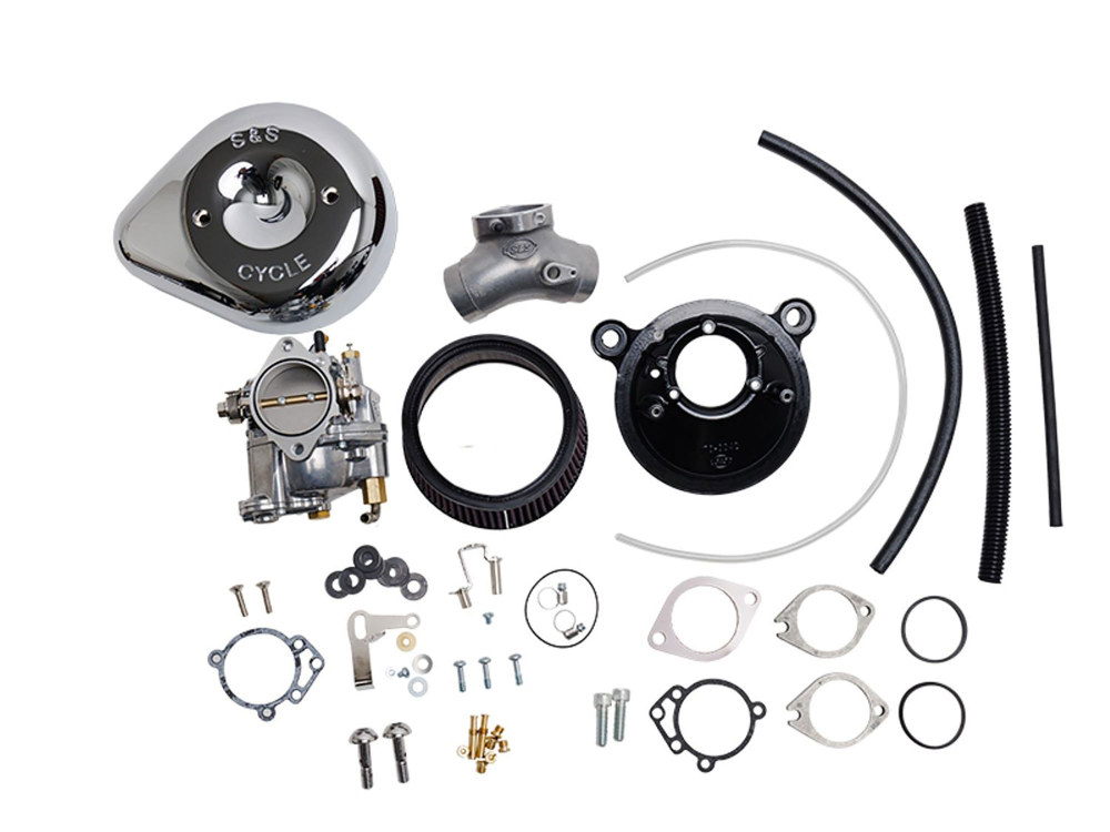 S&S Super E Carburettor Kit. Fits Evo 1984-1999. Chrome Stealth Air Cleaner.