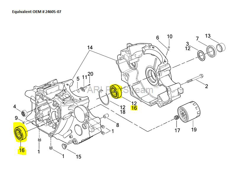 S&S Left or Right Main Case Bearing. Twin Cam 2003-2017 & Milwaukee-Eight 2017up.