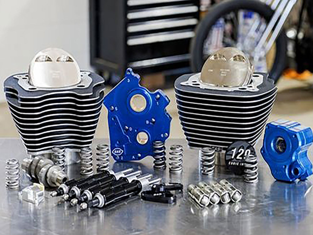 S&S Power Pack – 129ci Big Bore Kit with Chain Drive 550 Camshaft, Highlighted Fins & Black Pushrod Tubes. Fits Milwaukee-Eight 2017-2024 with 107ci Oil Cooled Engine