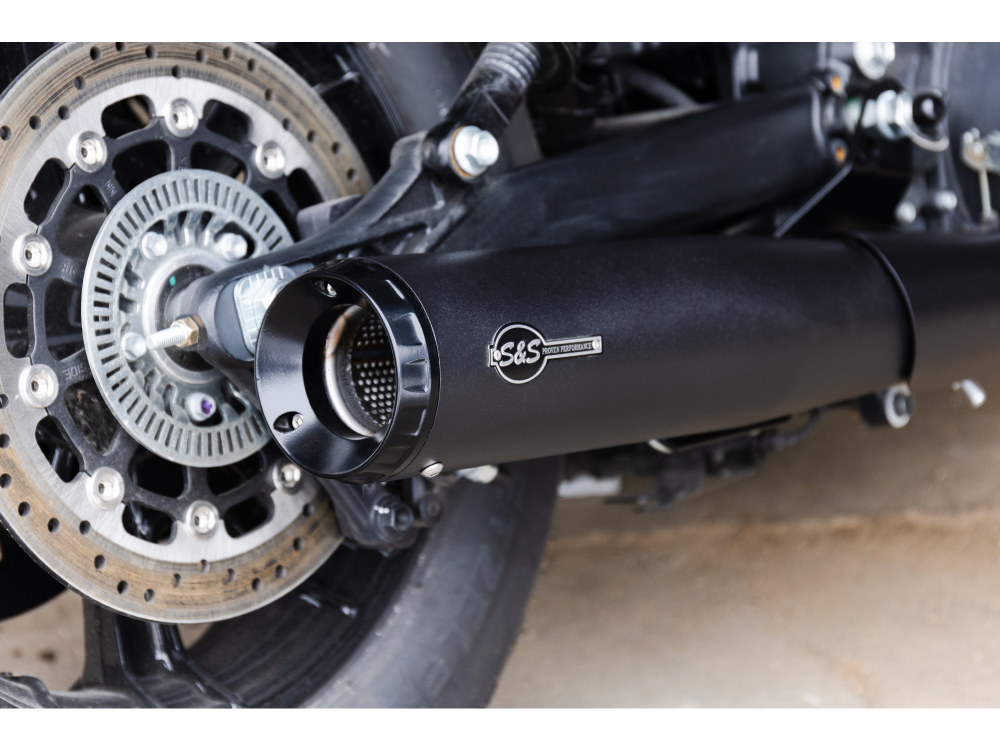 S&S Grand National 2-into-1 Exhaust – Black with Black End Cap. Fits Indian Scout 2015-2024