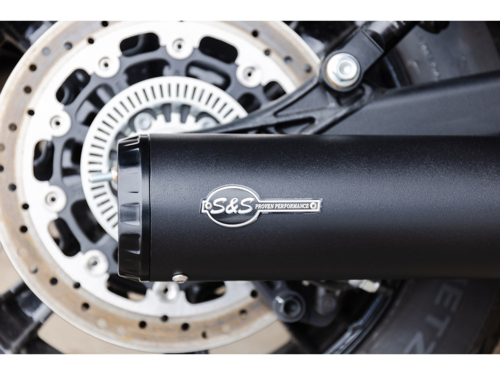 S&S Grand National 2-into-1 Exhaust – Black with Black End Cap. Fits Indian Scout 2015-2024