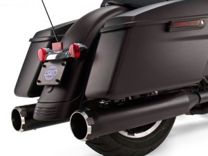 S&S 4-1/2in. Mk45 Slip-On Mufflers – Black with Black Thruster End Caps. Fits Touring 1995-2016. S&S 4-1/2in. Mk45 Slip-On Mufflers – Black with Black Thruster End Caps. Fits Touring 1995-2016.