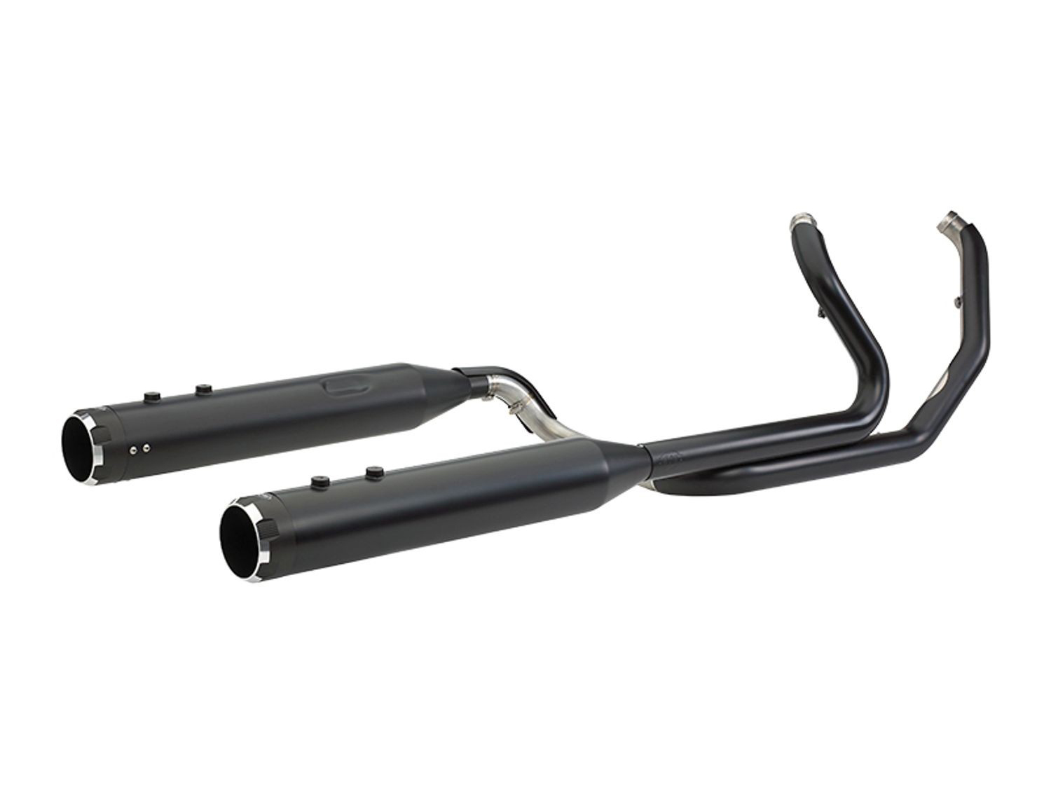 S&S El Dorado 2-into-2 Dual Exhaust – Black with Black Thruster End Caps. Fits Touring 2017up.