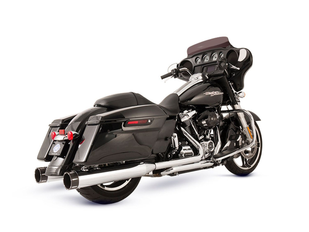 S&S El Dorado 2-into-2 Dual Exhaust – Chrome with Black Tracer End Caps. Fits Touring 2017up.