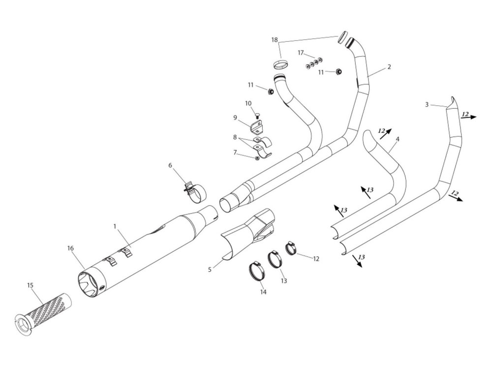 Exhaust; FLH%2717up 2:1 Chr w/Blk