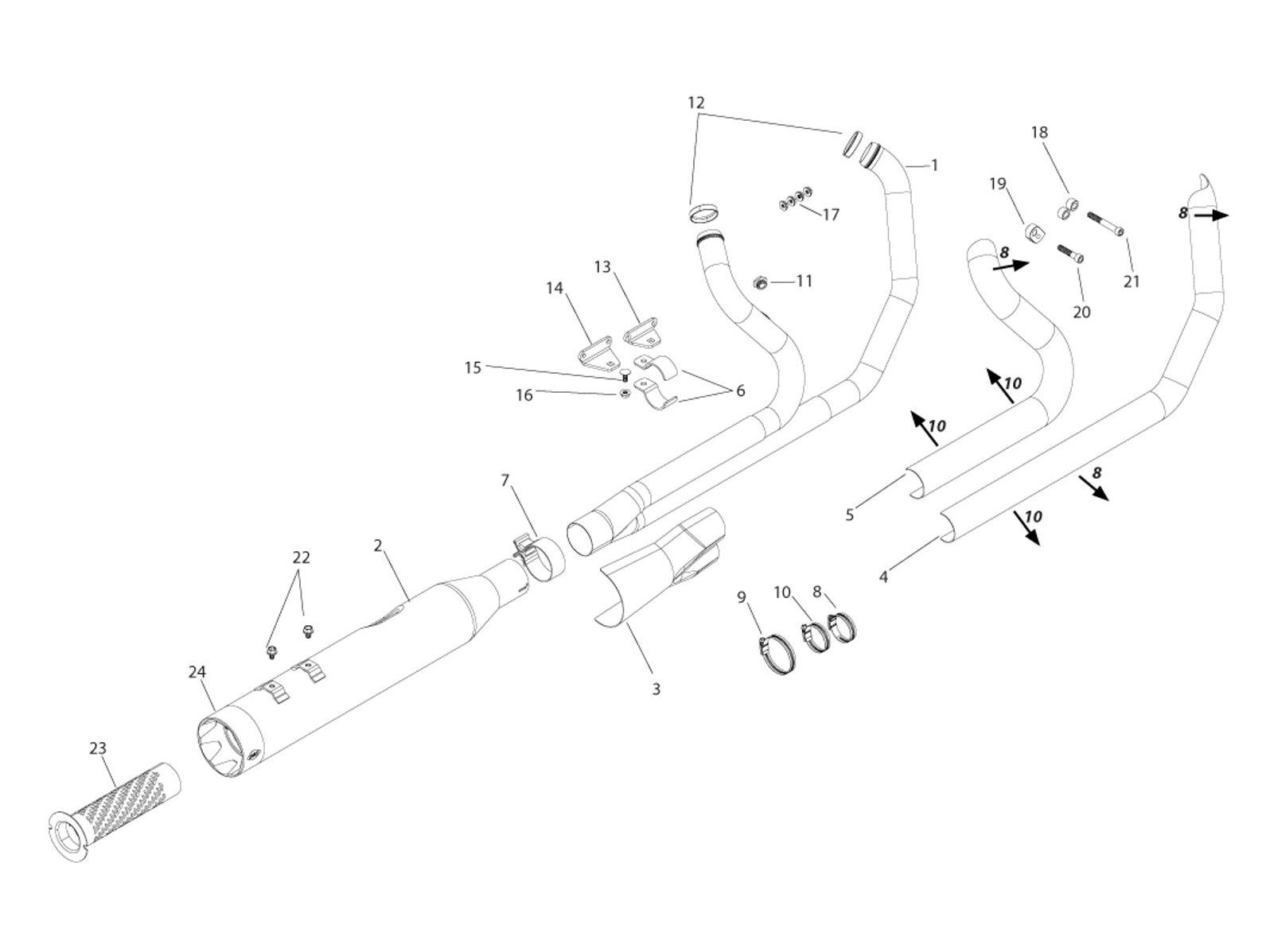 Exhaust; FLH%2795-16 2:1 Chr w/Blk