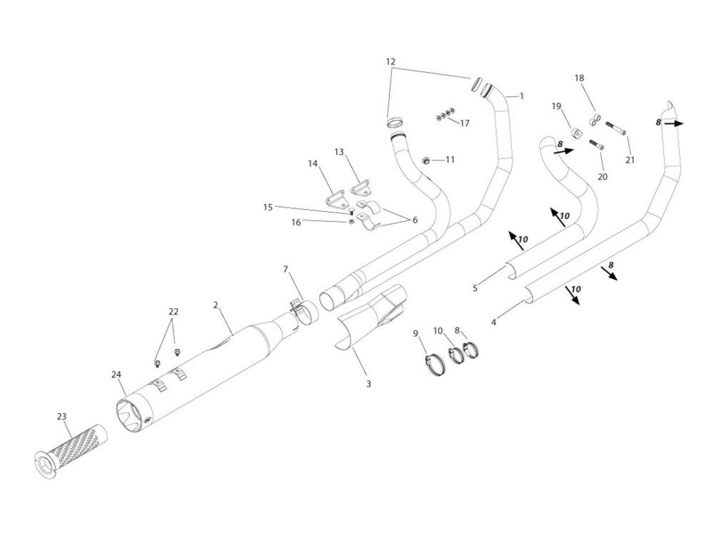 Exhaust; FLH%2795-16 2:1 Blk w/Blk
