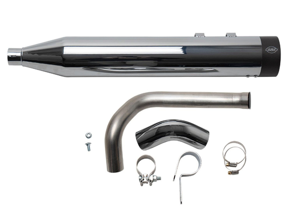 S&S Shadow Pipe for S&S Sidewinder 2-into-1 Exhaust – Chrome with Black End Cap. Fits Touring 2009up.