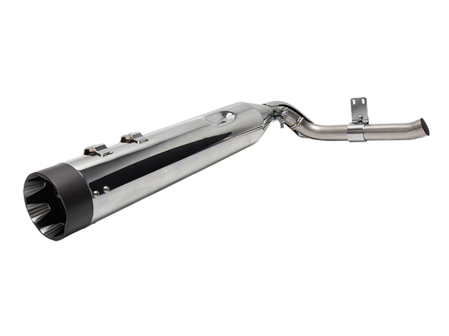 S&S Shadow Pipe for S&S Sidewinder 2-into-1 Exhaust – Chrome with Black End Cap. Fits Touring 2009up.