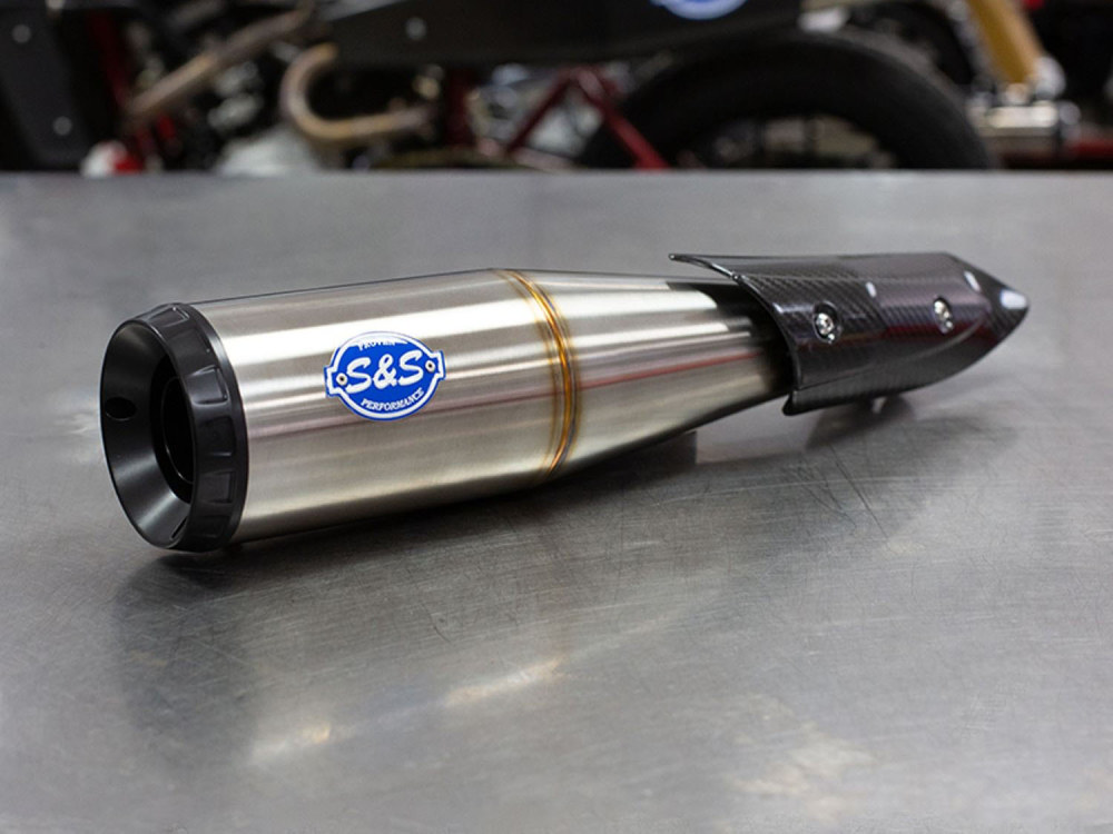 S&S Grand National Slip-On Muffler – Stainless Steel. Fits Indian FTR1200 2019-2024