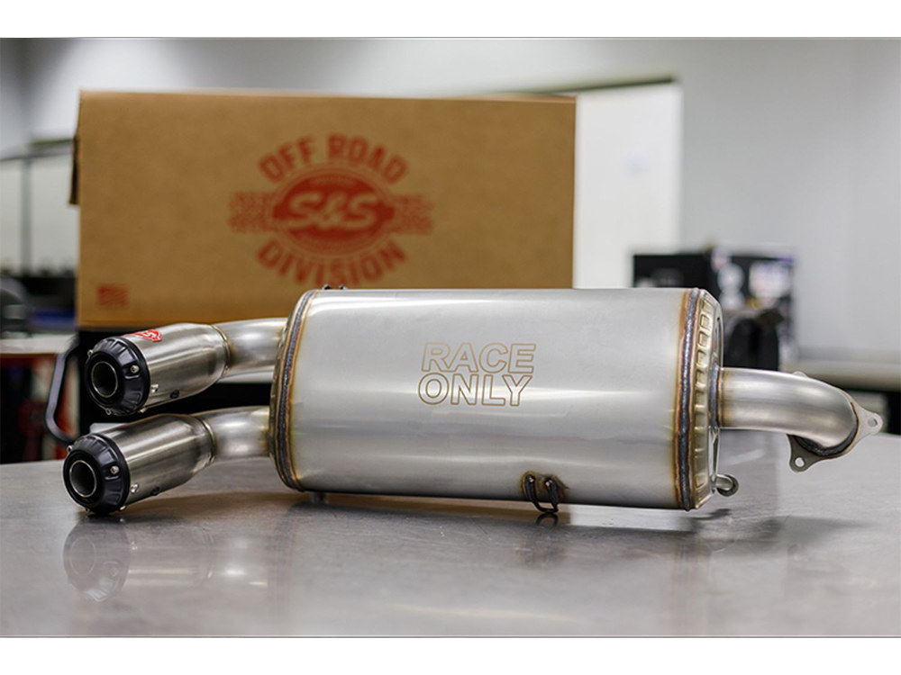 S&S Power Tune XTO UTV Exhaust – Stainless Steel with Race Muffler. Fits Polaris RZR Turbo 2016up.