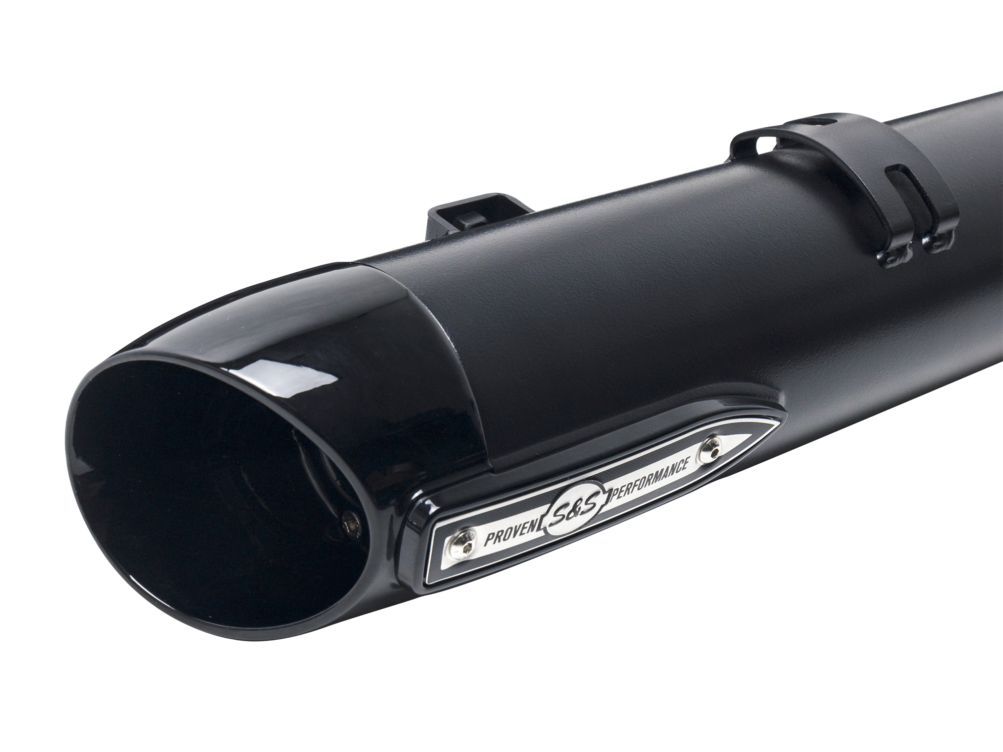 S&S Broadhead 4in. Slip-On Mufflers – Black with Black End Caps. Fits Indian Big Twin 2014up with Hard Saddle Bags.