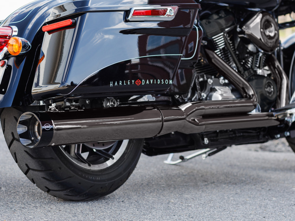 S&S 2-into-1 Sidewinder Exhaust – Lava Chrome with Black End Cap. Fits Touring 2017up.