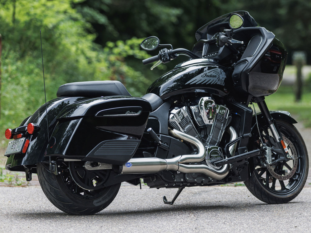 S&S Qualifier 2-into-1 Exhaust – Stainless Steel. Fits Indian Challenger 2020up.