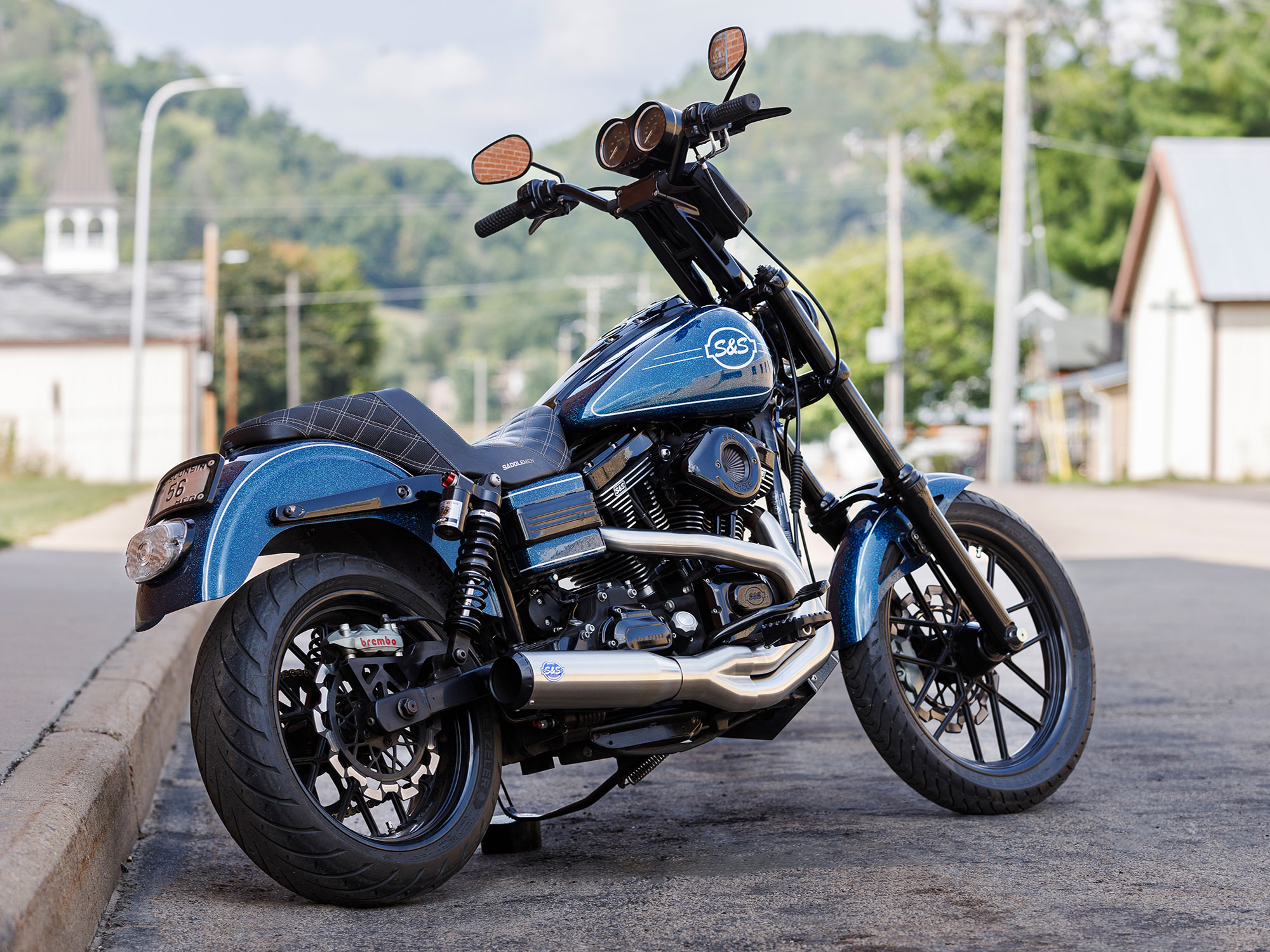 S&S 2-into-1 Qualifier Exhaust – Stainless Steel with Black End Cap. Fits Dyna 2006-2017