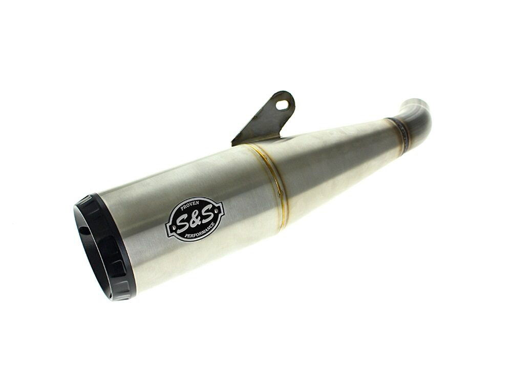 S&S 4in. Grand National Slip-On Muffler – Stainless Steel with Black End Cap. Fits X500 2023up