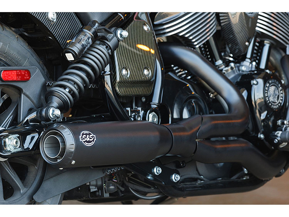 S&S Qualifier 2-into-1 Exhaust – Black. Fits Indian Cruiser 2022up
