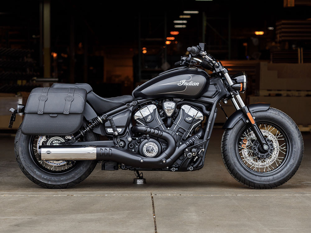 S&S Grand National Slip-On Muffler – Chrome with Black End Cap. Fits Indian Scout 2025up