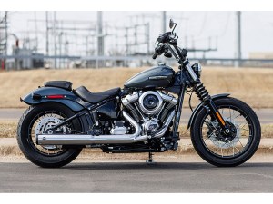 S&S 4in. Grand National Slip-On Muffler – Chrome with Black End Cap. Fits Softail Street Bob, Low Rider S, Low Rider ST & Heritage 2025up S&S 4in. Grand National Slip-On Muffler – Chrome with Black End Cap. Fits Softail Street Bob, Low Rider S, Low Rider ST & Heritage 2025up