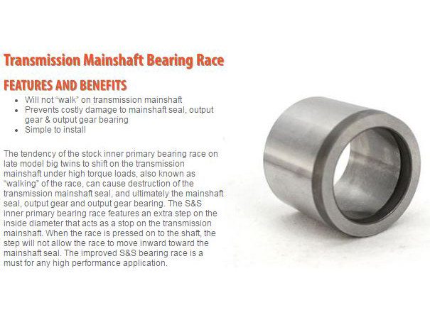 S&S Inner Primary Bearing Race. Fits Big Twin 2008up.