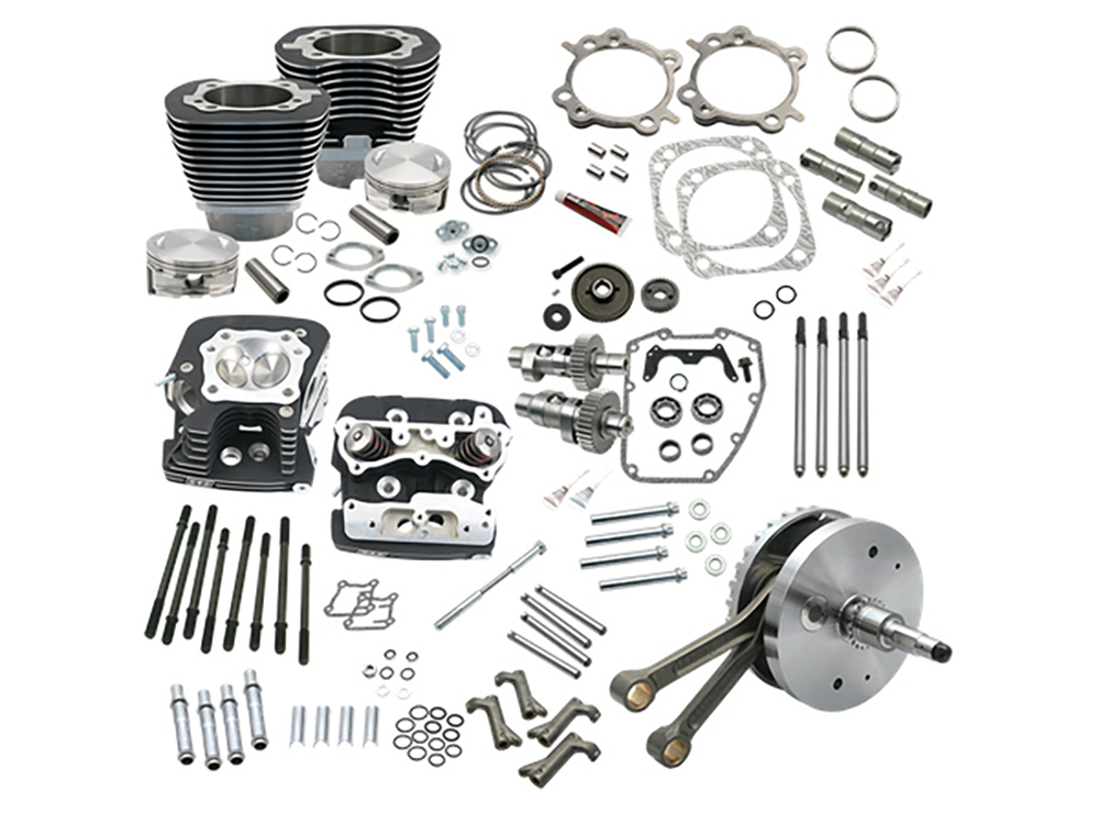 S&S 124ci Hot Set Up Kit with 91cc S&S Cylinder Heads – Black. Fits Twin Cam 88B Softail 2000-2006. 