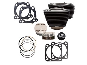 S&S 129ci Big Bore Kit with Non-Highlighted Fins – Black. Fits Milwaukee-Eight 2017up with 107ci Engine. S&S 129ci Big Bore Kit with Non-Highlighted Fins – Black. Fits Milwaukee-Eight 2017up with 107ci Engine.