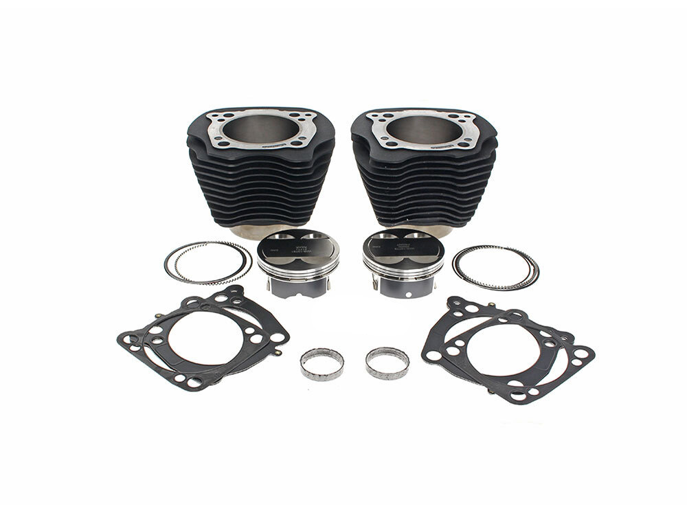 S&S 132ci Big Bore Kit with Non-Highlighted Fins & High Compression – Black. Fits Milwaukee-Eight 2017up 114ci or 117ci Engine