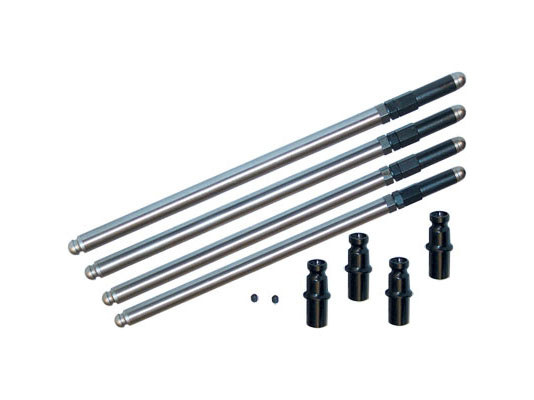 S&S Adjustable Pushrod Kit with Solid Tappet Adapters. Fits Big Twin 1966-1984.