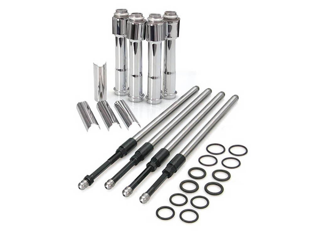 S&S Quickee Adjustable Pushrods – Chrome. Fits Sportster 2004-2021