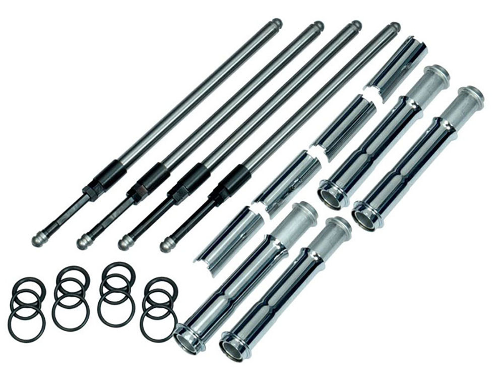 S&S Quickee Adjustable Pushrod Kit – Chrome. Fits Milwaukee-Eight 2017up.
