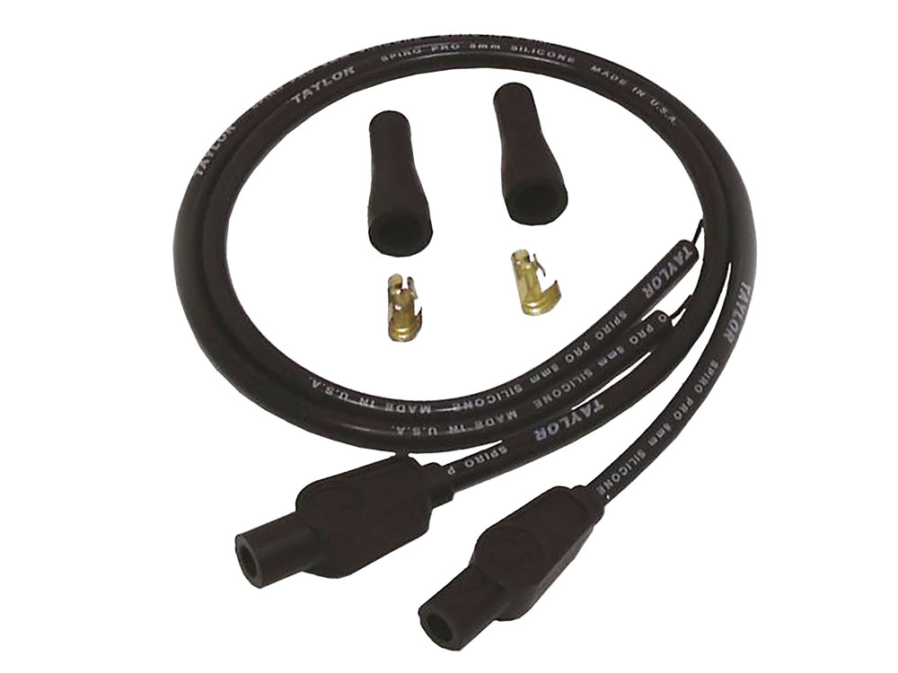 Taylor Cable Products 8mm 24in. Universal Spark Plug Wire Set – Black. Fits Evolution Style Engines.