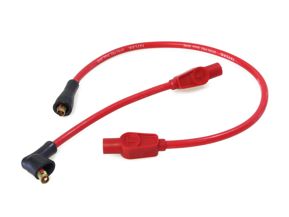 Taylor Cable Products 8mm Spark Plug Wire Set – Red. Fits Touring 1980-1998 and Sportster 1986-2003.