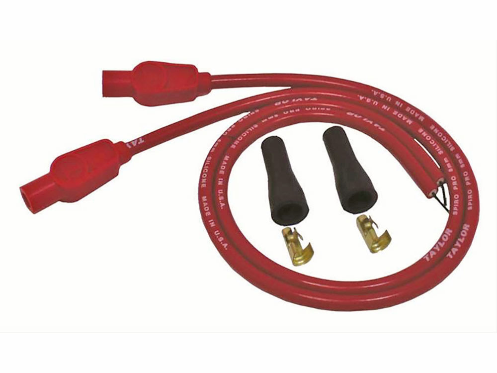 Taylor Cable Products 8mm 24in. Universal Spark Plug Wire Set – Red. Fits Evolution Style Engines.